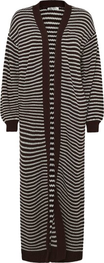Bubbleroom Knitted Maxi Cardigan CREAM/BROWN L(44 46)