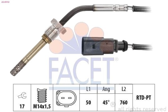 FACET 22.0313 Sensor, eksostemperatur FACET 22.0313 Sensor, eksostemperatur