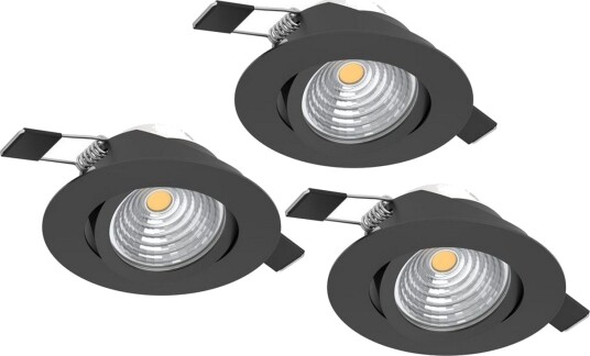Innfelt Lampe Eglo Saliceto 3 stk Ø88 mm 2700K Svart - Svart