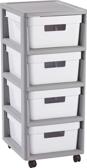 Curver Infinity 4 X 10 L Rullevogn Med Fire Rulleskuffer Sidevogn