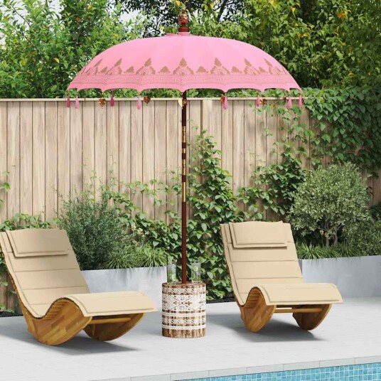 vidaXL Balinesisk parasoll med base Rosa 185 x 185 x 260 cm