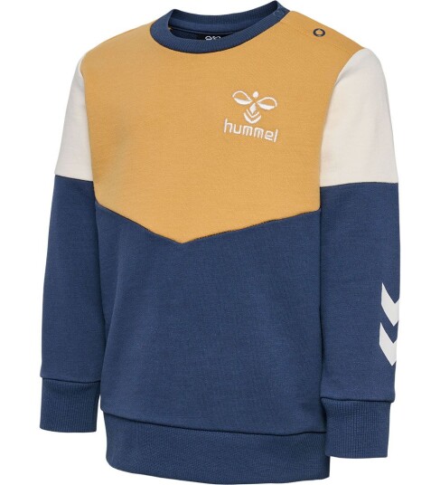 Hummel Collegegenser HmlGlad nå Ochre/Sargasso Sea 56 Collegegenser Blå Gul