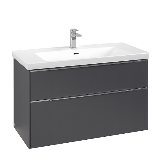 Villeroy & Boch Subway 3.0 Servantskap m/2 skuffer 973x576x478 mm Grafitt Matt