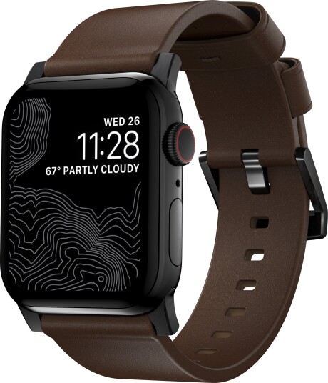 Nomad Leather Strap - Brown/black- Apple Watch Ultra 2/1 (49mm)9/8/7 (45mm)/6/SE/5/4 (44mm)/3/2/1 (42mm)