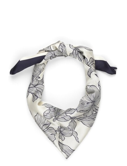 GANT Floral Print Silk Scarf Navy ONE SIZE