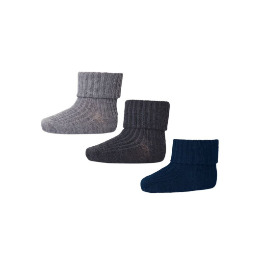 Other Brand MP 59043 Ull Rib Baby Sokker 3 pakning Grey Melange 25 28