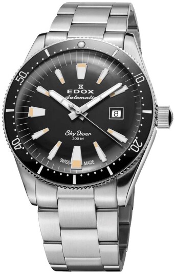 Edox Dameklokke 80131 3NM NIB Skydiver Sort/Stål Ø38 mm Edox Dameklokke 80131 3NM NIB Skydiver Sort/Stål Ø38 mm