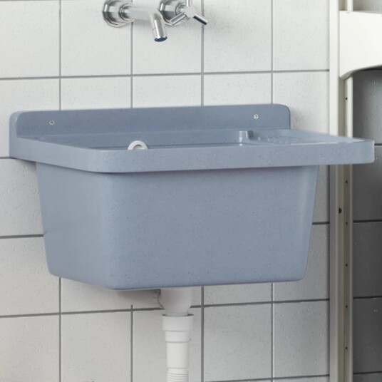 Veggmontert servant grå 50x35x24 cm harpiks