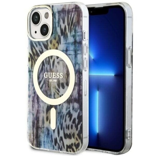 Guess Hardt Deksel Leopard Magsafe for iPhone 14 6.1" Blå