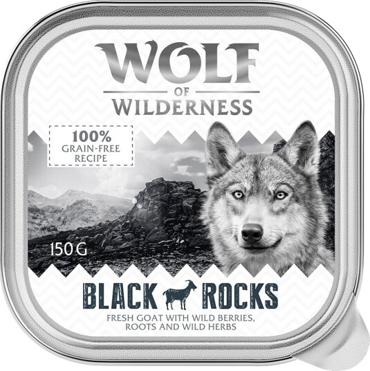 Wolf Of Wilderness Våtfôr Adult Single Protein Skåler Black Rocks Geit 6 X 150 G