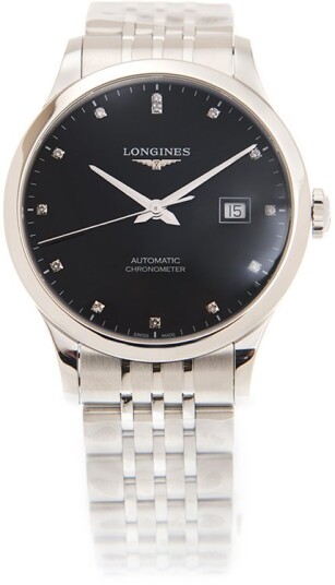 Longines Herreklokke L2.821.4.57.6 Record Sort/Stål Ø40 mm Longines Herreklokke L2.821.4.57.6 Record Sort/Stål Ø40 mm
