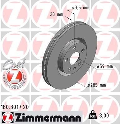 ZIMMERMANN 180.3017.20 Bremseskive