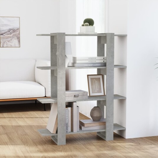 vidaXL Bokhylle/romdeler betonggr? 100x30x123,5 cm