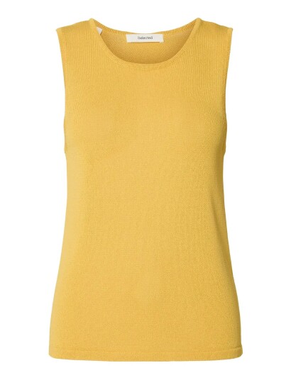 Selected Slfmoon Sus Sl Knit Top B Yellow XS