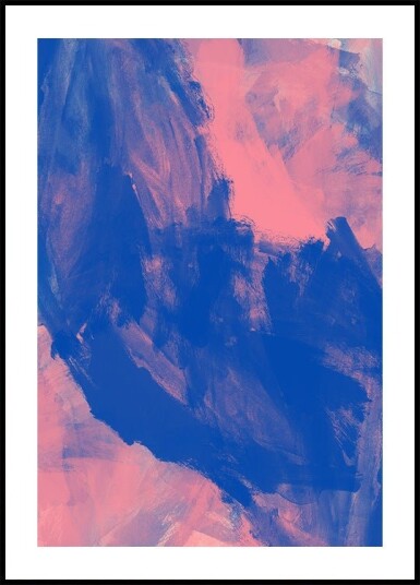 Blue Pink Abstract Strokes Plakat Plakat / 40x50cm