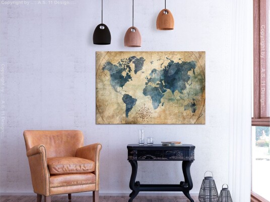 Tavle Retro Map 1 Part Wide 90X60 Artgeist sp. z o. o.