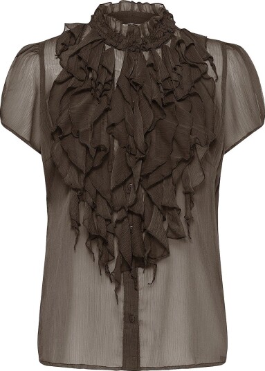 Saint Tropez Liljasz Crinkle Ss Shirt Brown S Saint Tropez Liljasz Crinkle Ss Shirt Brown S