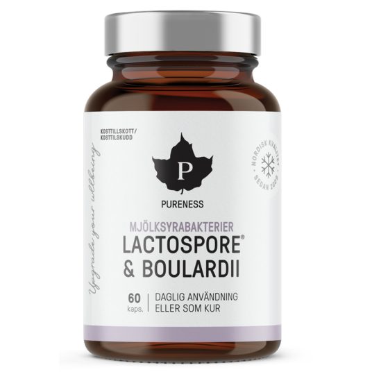 Pureness Mjölksyrabakterier Lactospore + Boulardii 60 stk Pureness Mjölksyrabakterier Lactospore + Boulardii 60 stk