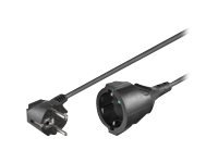 MicroConnect - Strømforlengelseskabel - CEE 7/7 (hunn) til CEE 7/7 (hann) - AC 250 V - 5 m - 90°-kontakt - svart