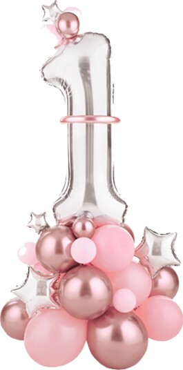Partydeco Rosa Ballongbukett 1 år GBN7-1-081