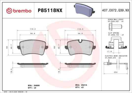 Bremseklosser BREMBO P85118NX Bremseklosser BREMBO P85118NX