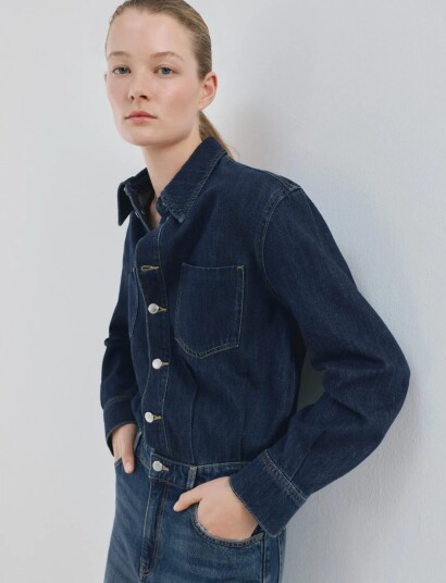 Mango Buttons Denim Jumpsuit Navy XL Mango Buttons Denim Jumpsuit Navy XL
