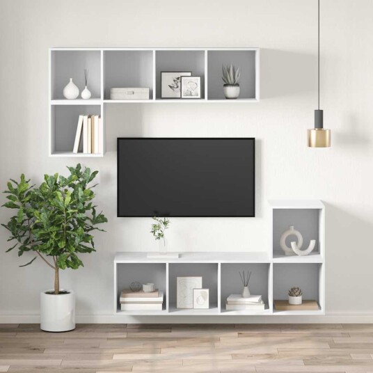 vidaXL Vegghengt TV-benk hvit 37x37x142,5 cm sponplate