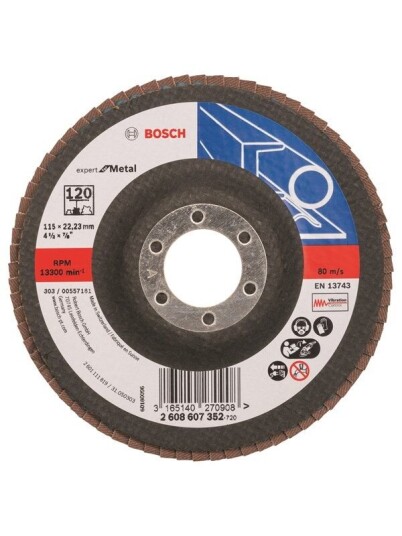 Bosch Lamellslipeskive X551, Expert for metall D= 115 mm; G= 120, skrå
