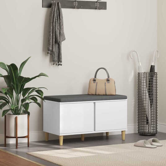 vidaXL Gangbenk Hvit 80 x 38 x 46 cm Konstruert treverk og stoff vidaXL Gangbenk Hvit 80 x 38 x 46 cm Konstruert treverk og stoff