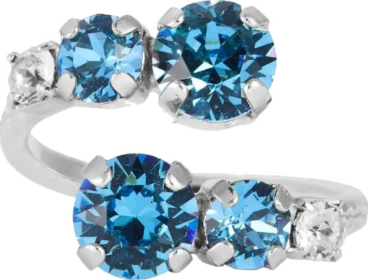 Caroline Svedbom Halo Ring Rhodium   Blue   ONE SIZE