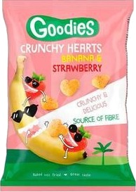 Goodies Sprø Hjerter Maissnacks Banan & Jordbær   30 g