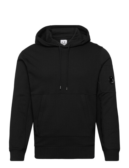 C.P. Company Diagonal Raised Fleece Hooded Sweatshirt   Black   S