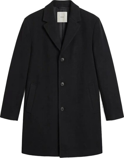 Calvin Klein Ls Wool Blend Overcoat   BLACK   50 x 50