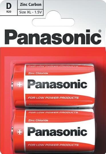 2 stk Panasonic D Zink Carbon Batterier 2 stk Panasonic D Zink Carbon Batterier
