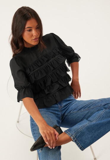 Bubbleroom Frill Short Sleeve Blouse Bubbleroom Frill Short Sleeve Blouse