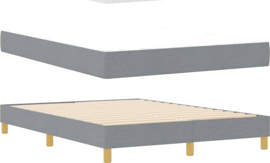  Box Spring Seng med Madrass Lysegrå 140x190 cm Stoff