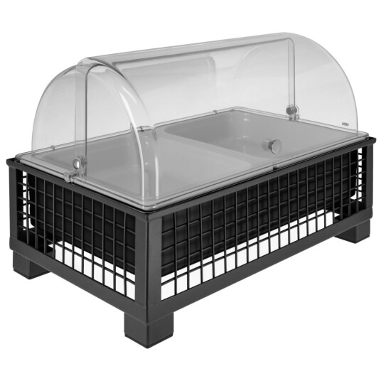 VEGA Buffetsystem komplett Portland 6,5 cm melamin hvit 2 x GN 1/2; Størrelse GN 1/1, 55.4x35.2x29.9 cm (LxBxH); Antrasitt/Transparent/Hvit; Rektangulær