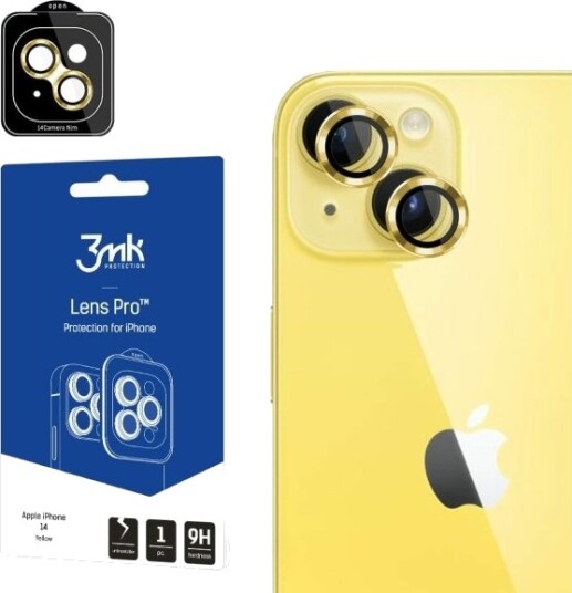 3Mk Lens Protection Pro Iphone 14 6.1" Gul/Gul Kameralinsebeskyttelse Med Monteringsramme 1 Stk