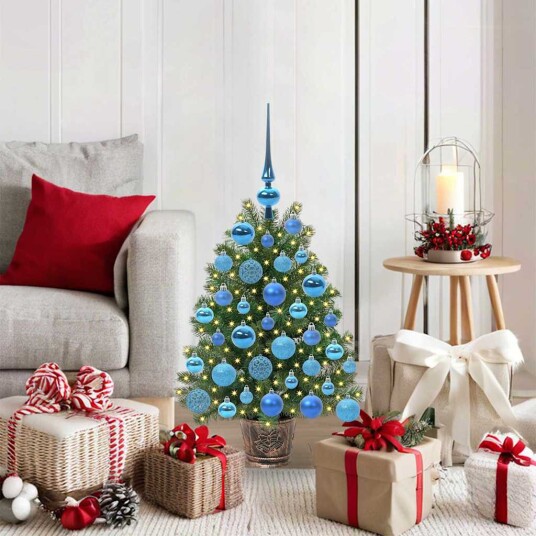 Kunstig juletre med 150 LED med stativ grønn 75 cm PE og PVC