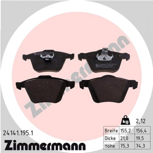 Bremseklosser sett ZIMMERMANN 24141.195.1