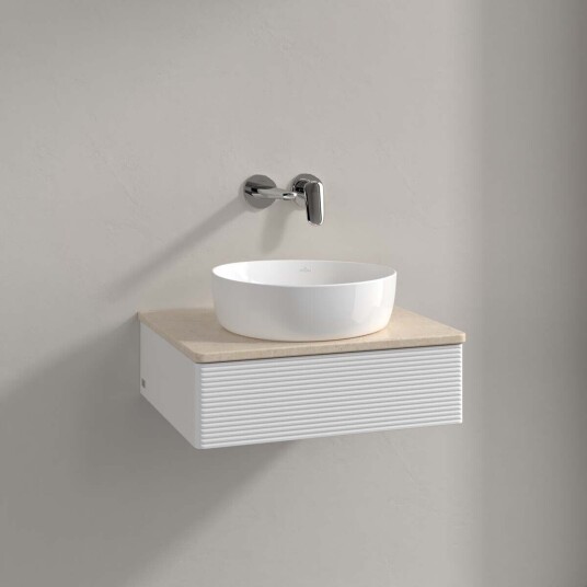 Villeroy & Boch Antao Servantskap med 1 skuff 60x50x19 cm u/lys Hvit Blank/Crème Villeroy & Boch Antao Servantskap med 1 skuff 60x50x19 cm u/lys Hvit Blank/Crème