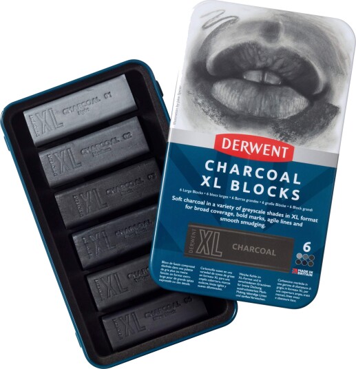 Derwent Charcoal Xl Blocks Tin Of 6 601069 Derwent Charcoal Xl Blocks Tin Of 6 601069