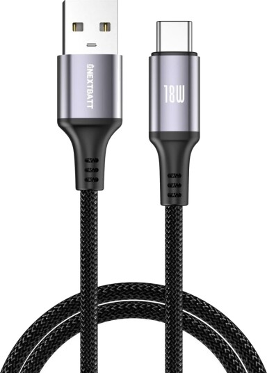 NEXTBATT USB-A til USB-C-kabel 18W, 2m - Svart NEXTBATT USB-A til USB-C-kabel 18W, 2m - Svart