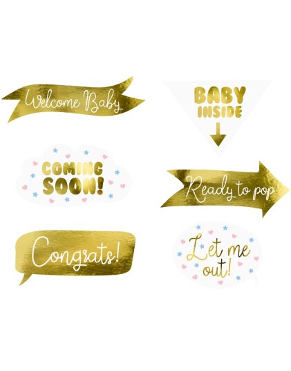 6 stk Babyshower Selfie/ Fotoeffekter Gender Reveal 6 stk Babyshower Selfie/ Fotoeffekter Gender Reveal