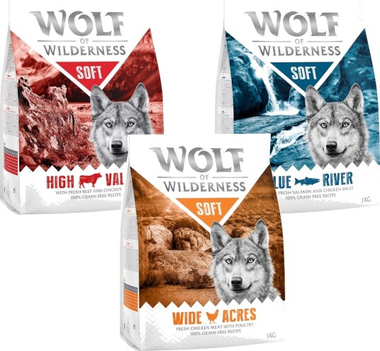 Wolf Of Wilderness Adult Soft Tørrfôr Til Voksne Hunder Kylling Okse Og Lam 3 X 1 Kg
