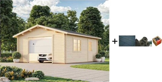 Garasjebod Palmako Roger 23,9 m2 med Leddport med Shingel, Papp og Spiker