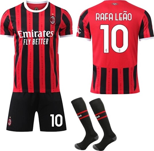 2024 2025 AC Milan Hjemme Barn Voksen Fotballtrøye med Sokker