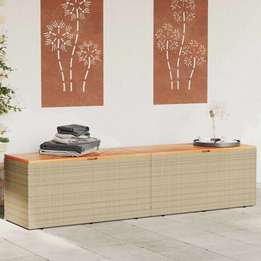 vidaXL Putekasse beige 220x50x54 cm polyrotting akasie