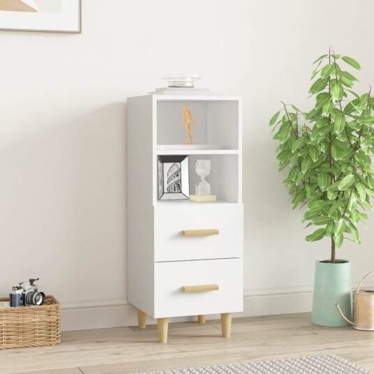 vidaXL Skjenk hvit 34,5x34x90 cm konstruert tre vidaXL Skjenk hvit 34,5x34x90 cm konstruert tre