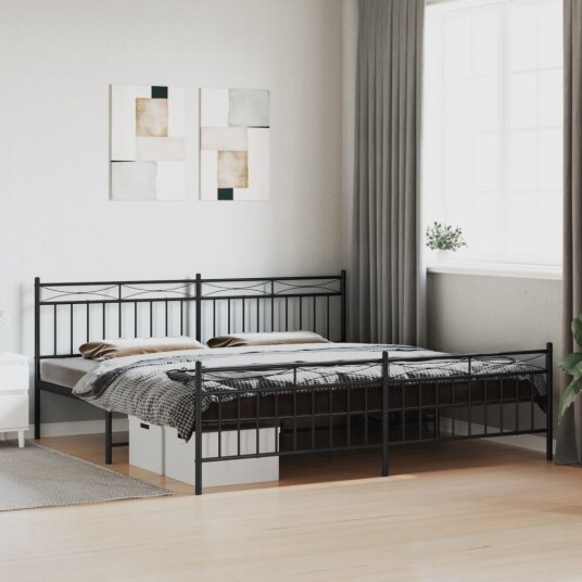 vidaXL Sengeramme i metall med hode- og fotgavl svart 200x200 cm 8721012210257